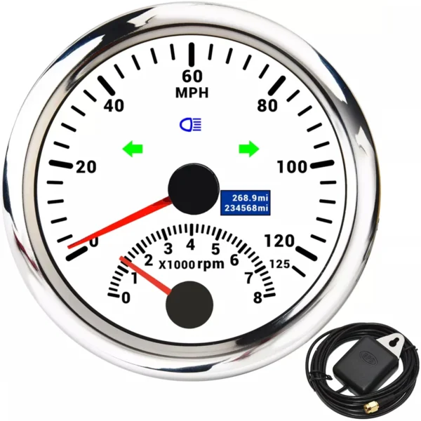 85mm GPS Speedometer 125MPH with Tachometer 8000RPM Gauge Waterproof for Boat