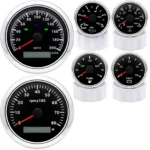 6 Gauge Set 85mm GPS Speedometer 200MPH Tachometer Gauge for Motorcycles Boat