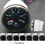 Best Selling Products 52mm 7 Color Auto Oil Pressure Gauge Black Faceplate Stainless Steel - Image 2