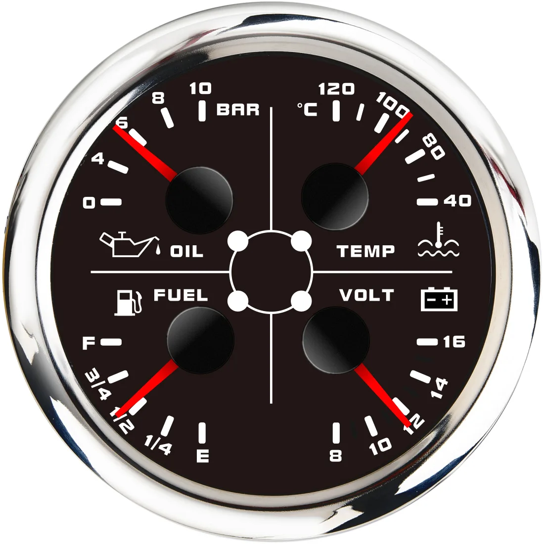 Hbaa0f8b731304dc78ad1547e75fcc33eq.webp 4 in 1 Auto Meter Car Water Temperature Gauge 12v Fuel Pressure Gauge - Image 1