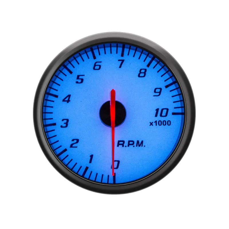 Hbafb0bbfa18e4146861cf9d4fc57cb97l.webp Led 60mm Racing Car Meter Tachometer 0-10000 Rpm Gauge With Inter Shift Light Blue - Image 1