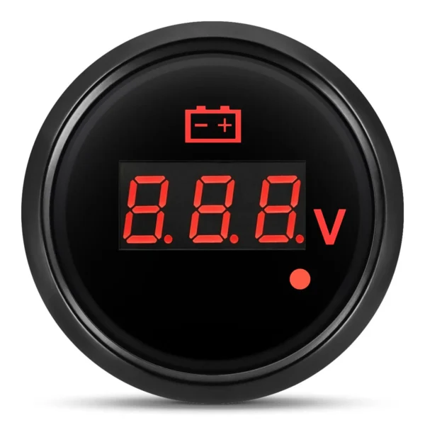 DC Volt Meter 12V 24V Waterproof Boat Marine Motorcycle UTV Car Low Voltage Round Voltmeter LED Digital Display