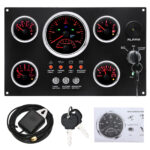 5 Gauge Set with Instrument Panel 0-120MPH/0-8000RPM Red LED for Marine Boat Car - Image 4