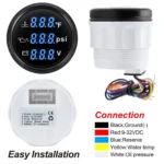 52mm Digital 3IN 1 Gauge Oil Pressure Water Temp Volt Gauge BLUE LED with Sender - Image 5