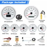 7 Gauge Set 85mm GPS Speedometer 120km 80MPH Tacho Fuel Temp Oil Volt Trim - Image 6