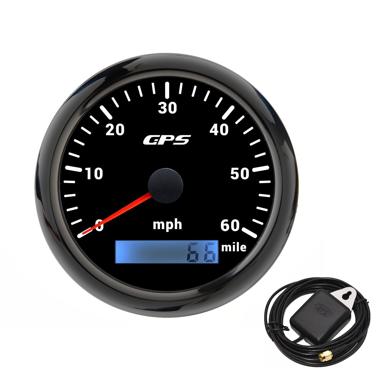 Hc1fa4fb92c7b4898b17823c505c9b7cdF.jpg 85mm Waterproof GPS Speedometer 0-60MPH Gauge 7 Colors LED for Motorcycles Boat - Image 1