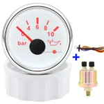 52mm 0-10Bar Pressure Gauge Meter Gauge for Boat Marine Sensor 1/8 NPT