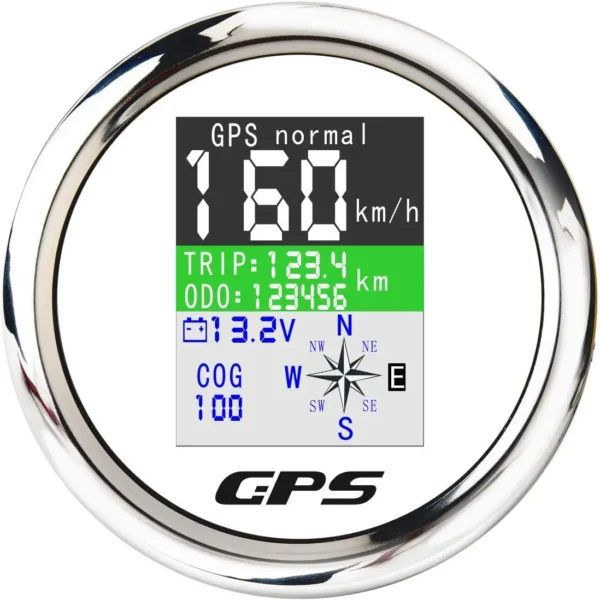 GPS Speedometer 85mm Boat GPS Speedometer Waterproof White TFT Screen Digital MPH Knots KM/h for Boat Marine 9-32V Car