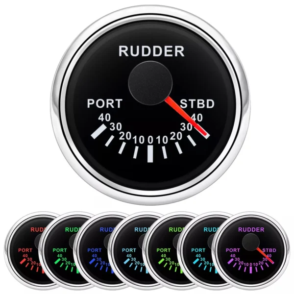 52mm Marine Boat Car Rudder Angle Indicator Gauge Meter 0-190 Ohms 7 Colors LED