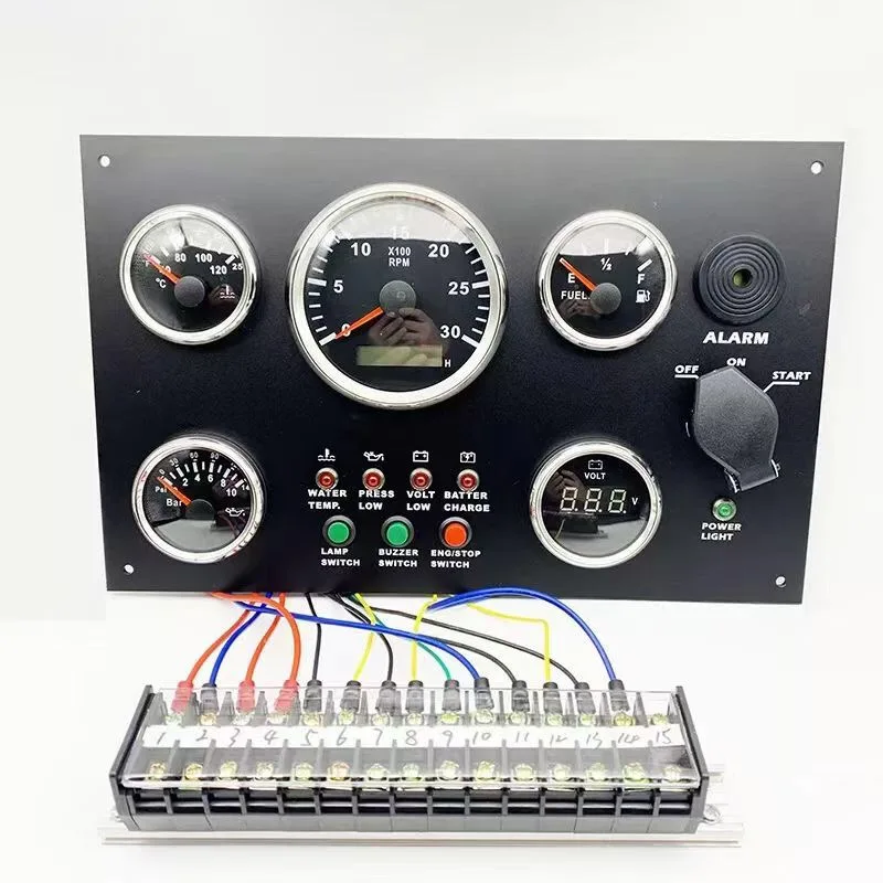 Hc9671b7c28e54bf68276026c0182514fi.webp With Key Panel DC12V/24V Engine Gauge Auto Instrument Panel for Marine Boats - Image 1