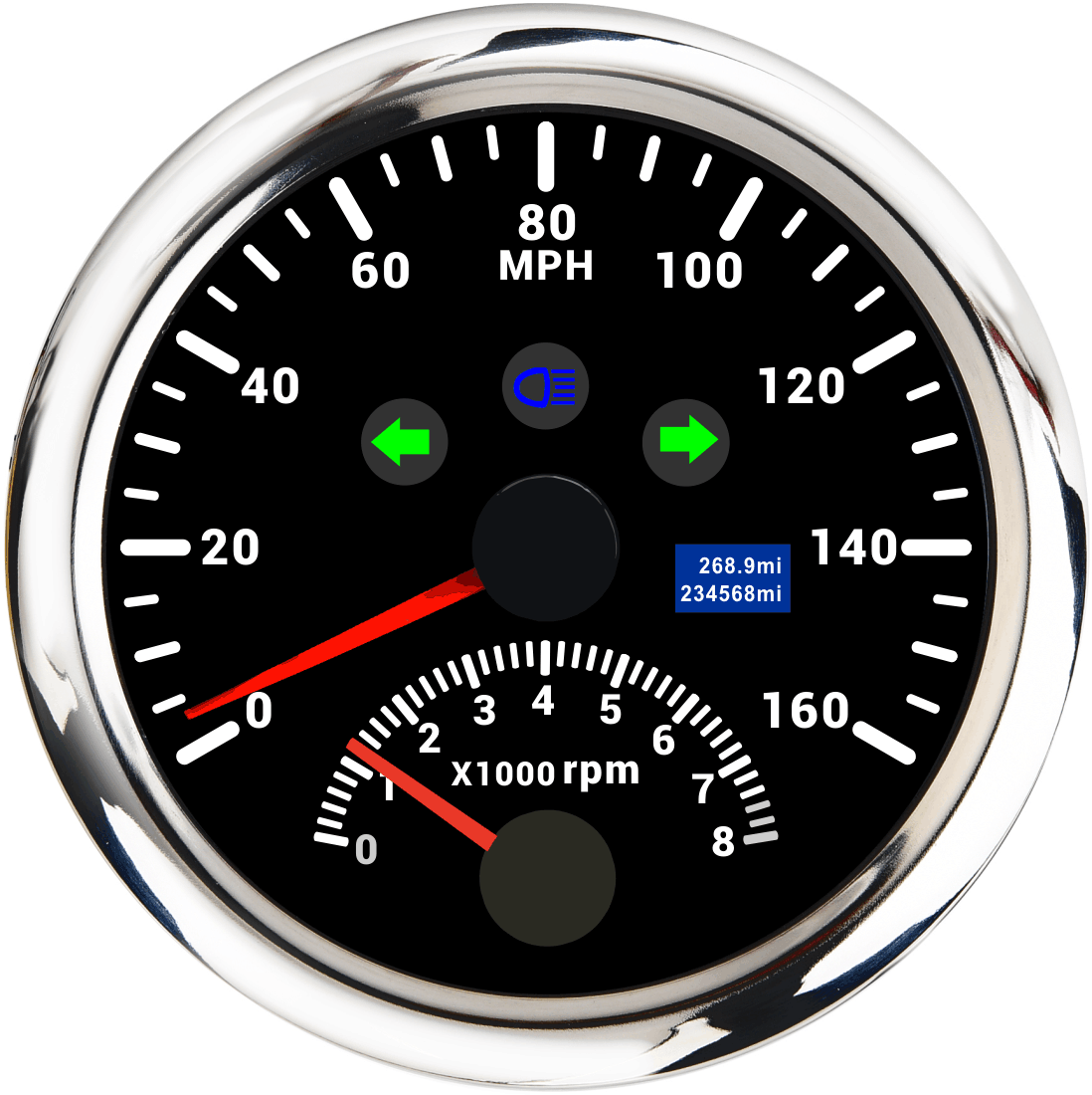 Hcb4ab13c904449a9b1d0424d96adc2a8W.png 85mm GPS Speedometer 0-160MPH with Tachometer Gauge 0-8000RPM for Car Boat Motorcycle - Image 1