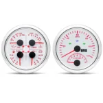 2 in 1 GPS Speedometer with Tachometer.Fuel Level Water Temperature Oil Pressure Voltage 4in1 Gauge for Car Boat Marine (White)