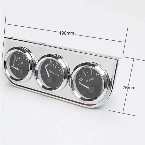 Chrome 2inch 52MM Triple Gauge Kit Volt Meter Water Temp Temperature Gauge Oil Press Pressure Gauge Car Meter