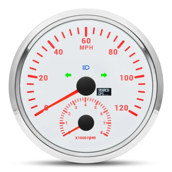 110MM White GPS Speedometer 120MPH with Tachometer 8000RPM Gauge for Boat Car