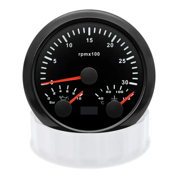 85mm Tachometer 3000RPM With Water Temp Oil Pressure Gauge for Boat Car Truck