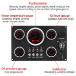 Multi-function Diesel Engine Instrument Marine Gauge Panel Assembly with 5 Gauges 12V 24V 300*190mm for Boat Marine Car - Image 3