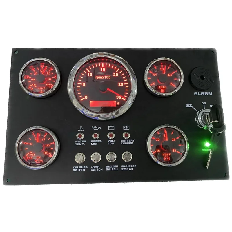 Hcde9f01b5f734e59a59f4fd7d2f73102e.webp Boat Marine Engine Indicator Gauge Set With Oil Pressure Gauge - Image 1