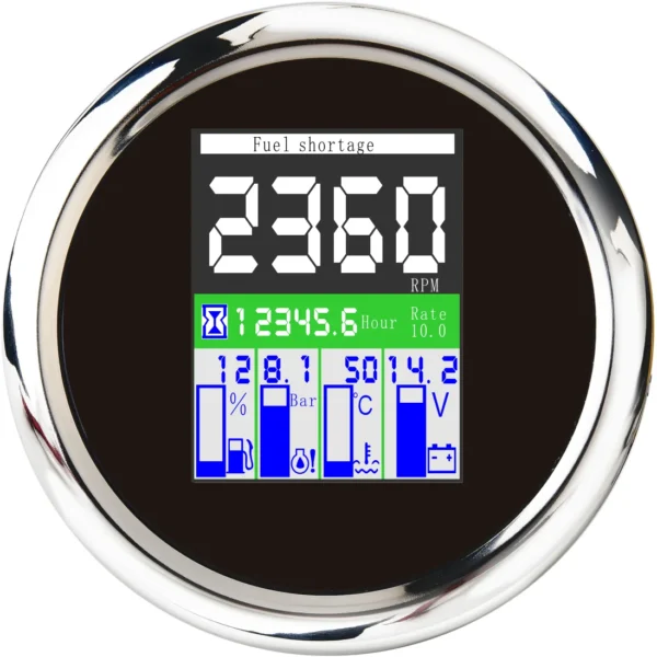 NMEA 2000 85mm Digital Black Face LCD Display Multifunction Voltage Oil Pressure Gauge Water Temp Gauge Engine Tachometer Gauge