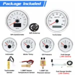 85MM GPS Speedometer 120MPH&Tacho 8000RPM & 52mm Fuel Level Oil Pressure Water Temp Volt Gauge With Sensor - Image 6