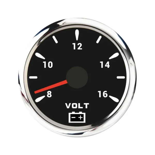 7 Color 52 mm Marine Voltmeter Volt Meter Gauge 8-16 Volts 16-32 Volts Car Voltage Gauges for Caravan Boat Marine Red Backlight