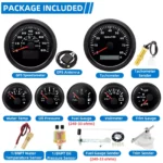 7 Gauge Set 85mm GPS Speedometer 80MPH 120KMH Tacho 8000RPM Fuel Level Oil Pressure Water Temp Volt Trim Gauge With Sensor - Image 6