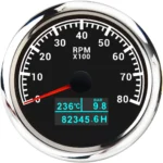 85MM WHITE FACEPLATE ANALOG GPS TACHOMETER 8000RPM WITH LED HOUR METER/WATER TEMP/OIL PRESSURE METER