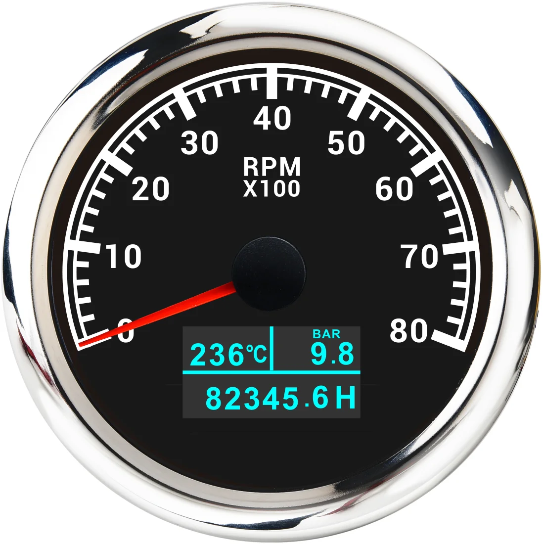Hd3881d396b3b436a943c10bda3f6cf7eR.webp 85MM WHITE FACEPLATE ANALOG GPS TACHOMETER 8000RPM WITH LED HOUR METER/WATER TEMP/OIL PRESSURE METER - Image 1