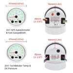 GPS Speedometer Fuel Gauge Voltmeter Tachometer Oil Pressure Gauge Water Temperature 85mm Boat Gauge Set for Marine Car White - Image 2