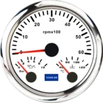 3In 1 Gauge Tachometer 0-6000RPM Water Temp Oil Pressure Gauge 85MM 7 Colors LED