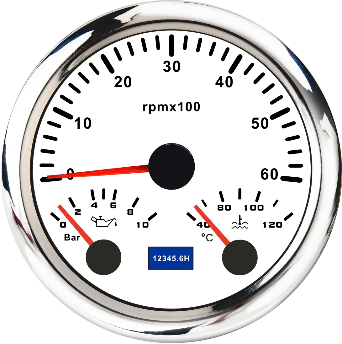 Hd47c26be26944b52b4e74d84c42f05786.webp 3In 1 Gauge Tachometer 0-6000RPM Water Temp Oil Pressure Gauge 85MM 7 Colors LED - Image 1