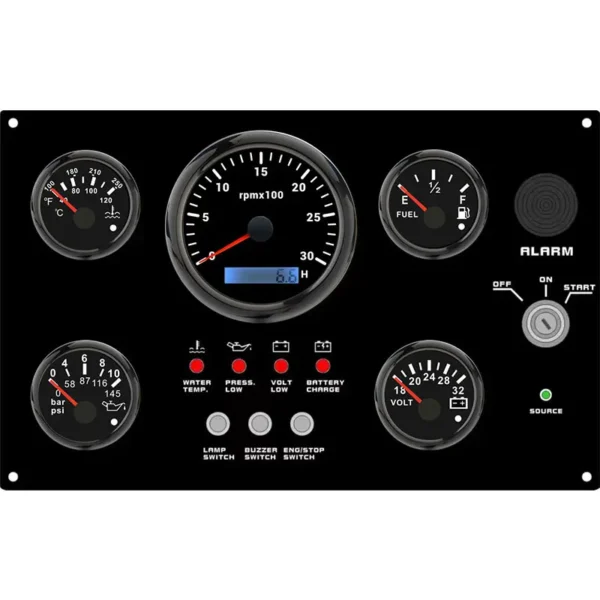 Custom Engine Combination Control Panel DC 12V/24V 5 Gauge Switch Panel With Water Gauge for Boat Marine