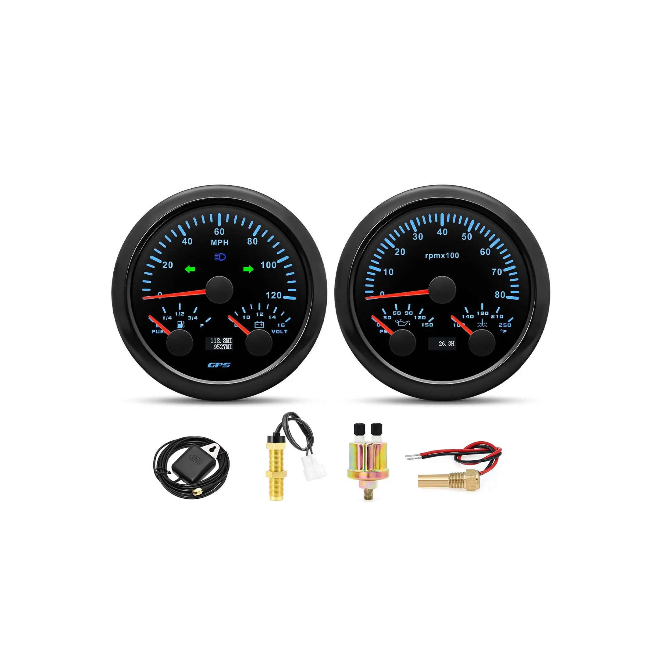 Hdec6282ced8e455cadd2e817a6041fcaj.webp 3in1 GPS Speedometer Fuel Gauge Voltmeter 3in1 Tachometer Oil Pressure Gauge Water Temperature 7 Color for Marine Car Auto - Image 1