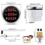 52mm Waterproof Multi-Functional Voltmeter Oil Pressure Water Temp Gauge 9-32V - Image 2