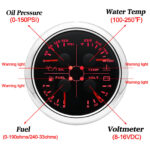 85mm 4in 1 Gauge Fuel Level Gauge 240-33 Ohms Water Temp Oil Pressure Voltmeter - Image 3