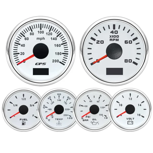 52MM GPS Speedometer 0-200 MPH Tachometer 0-8000RPM for Car Marine Boat Truck