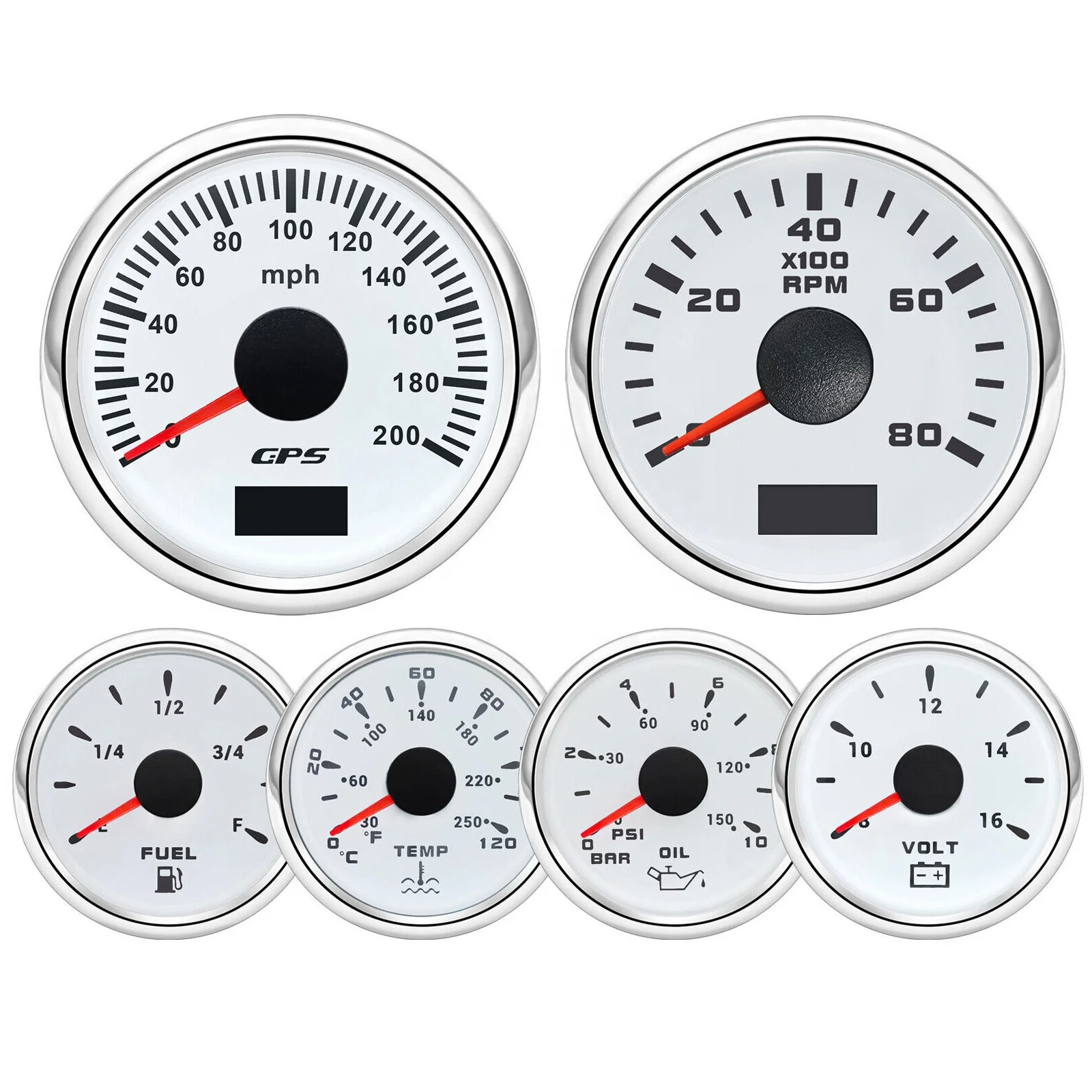 He2224af48da443f19c223434737b7f14M.webp 52MM GPS Speedometer 0-200 MPH Tachometer 0-8000RPM for Car Marine Boat Truck - Image 1