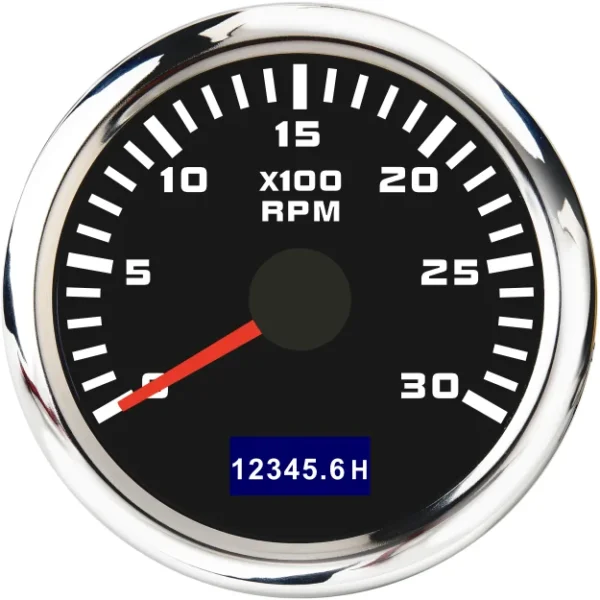 52mm 3000 RPM Black Face Waterproof Car Heavy Truck Bus Generator Agricultural Machine Tachometer with Hourmeter