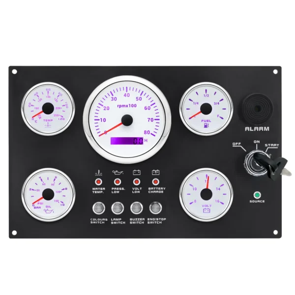 12V or 24V White Faceplate Marine Boat Gauge With Sensors Engine Instrument Gauge Meter Panel