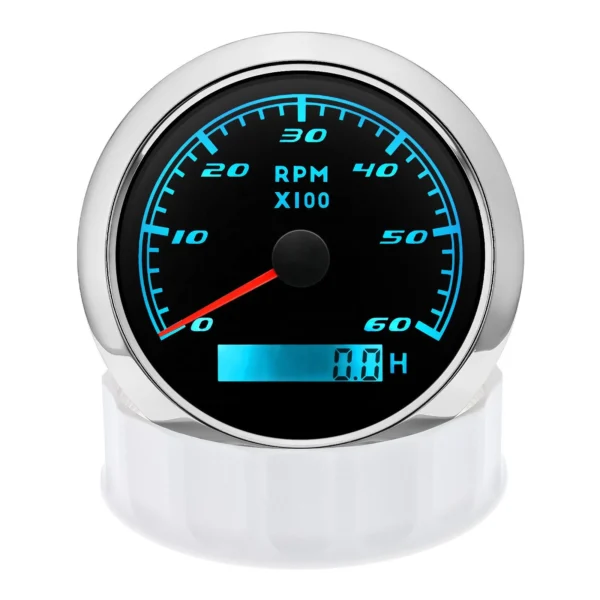 Tachometer RPM Gauge With LED Hour Meter 0-6000RPM 12V/24V With 7 Backlight