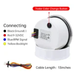 Tachometer RPM Gauge With LED Hour Meter 0-6000RPM 12V/24V With 7 Backlight - Image 6