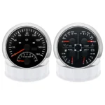 2 Gauge Set 85mm GPS Speedometer 0-160MPH & 85mm Fuel Water Temp Oil Press Volt
