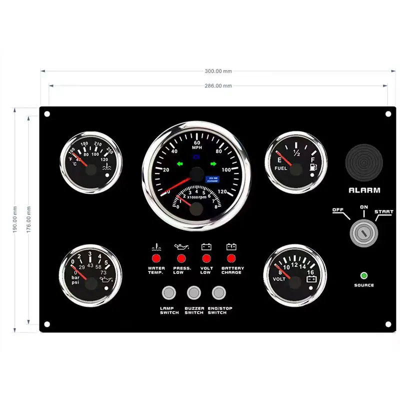 Hec08f4ece2384b6387a7df86f2ad3030U.webp Gauge Panel Gauge Panel Set for Marine Vessels Yacht Boat 12V/24V Dashboard Cluster Engine Control - Image 1