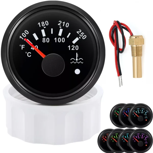 52MM Water Temperature 40-120C/100-250F with 1/8 Sensor for Boat Car Truck ATV