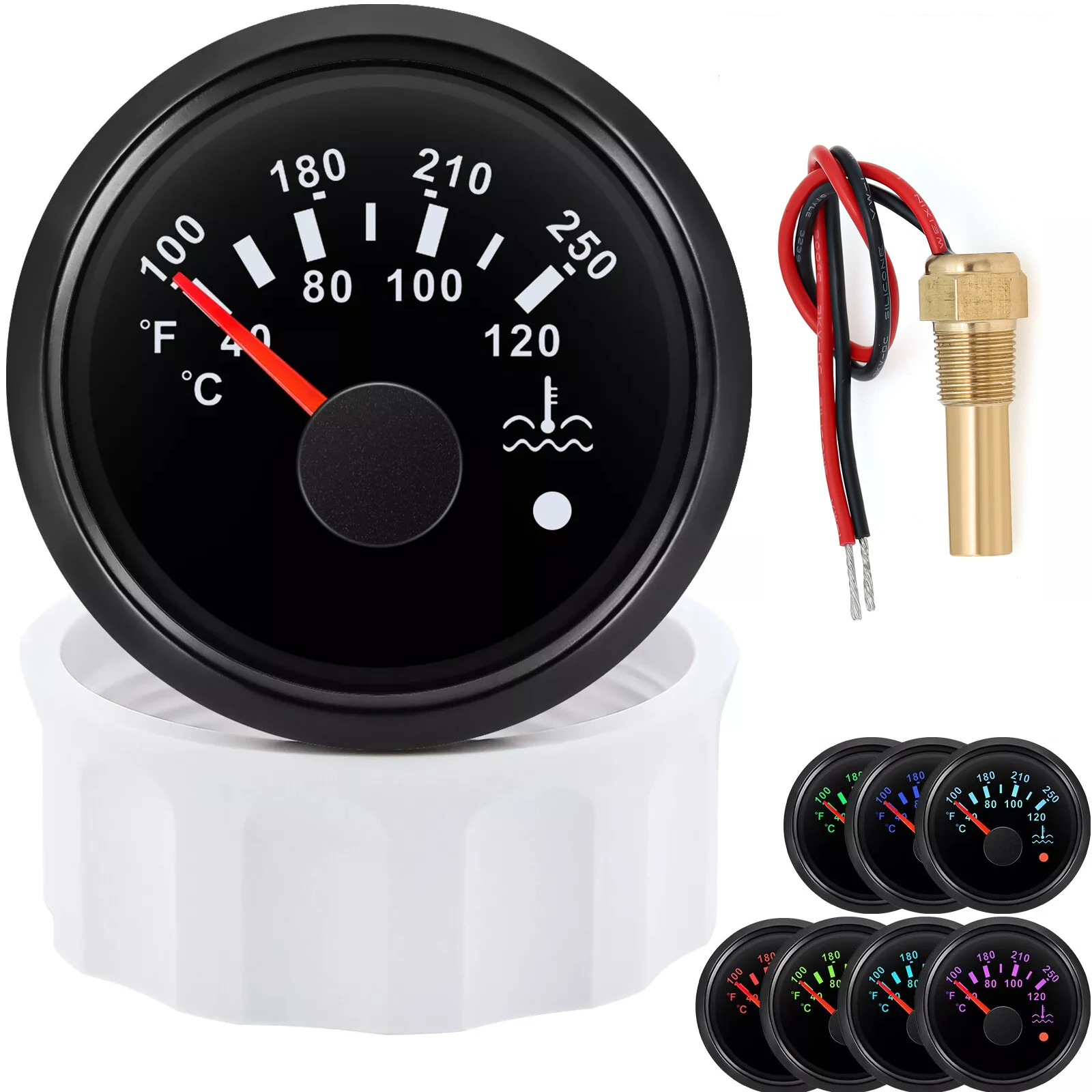 Hecaae7982e6945b0a76cb9b70d66d853i.webp 52MM Water Temperature 40-120C/100-250F with 1/8 Sensor for Boat Car Truck ATV - Image 1