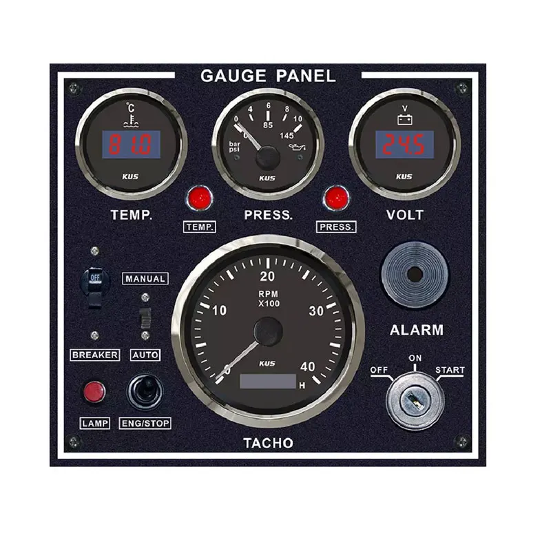 Hee15b9486a6d40ed91663da02ba6db34Z.webp KUS Marine Engine Instrument Gauges Panel. Compatible All Vessels Dashboard 12V 24V 243*196MM - Image 1