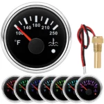 52mm Water Temperature Temp Gauge 100-250?H with 1/8NPT Temp Sensor for Boat Car