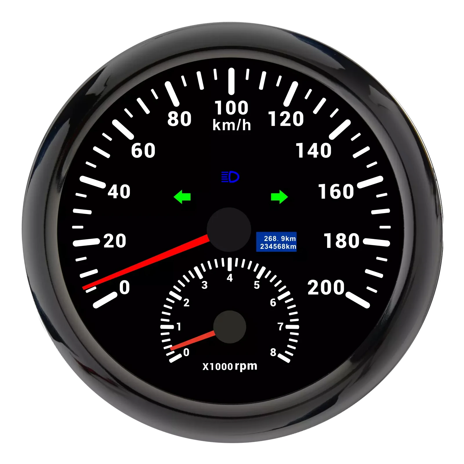 Hef193af27561439a831192e5e23cda3fu.webp 110mm Black GPS Speedometer 200km/h with Tachometer 8000RPM Gauge Waterproof - Image 1