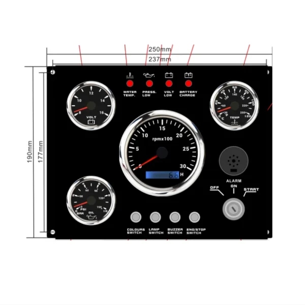 Boat Accessories 4 Pieces Gauge Instrument Panel