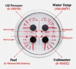 2 Gauge Set 85mm White GPS Speedometer With Tachometer 8000rpm & 85mm 4 in 1 Gauge Water Temp Fuel Level Oil Pressure Voltage - Image 2