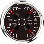 LED Red Marine 4 in 1 Pointer Multifunction Gauge with bar Oil Pressure Fuel Level Meter